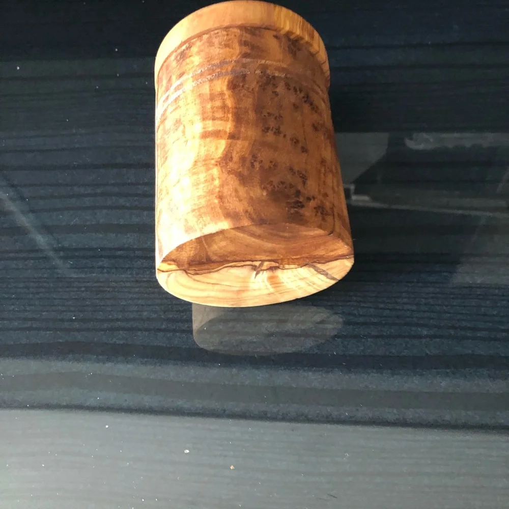 NATURAL OLIVE WOOD HONEY JAR